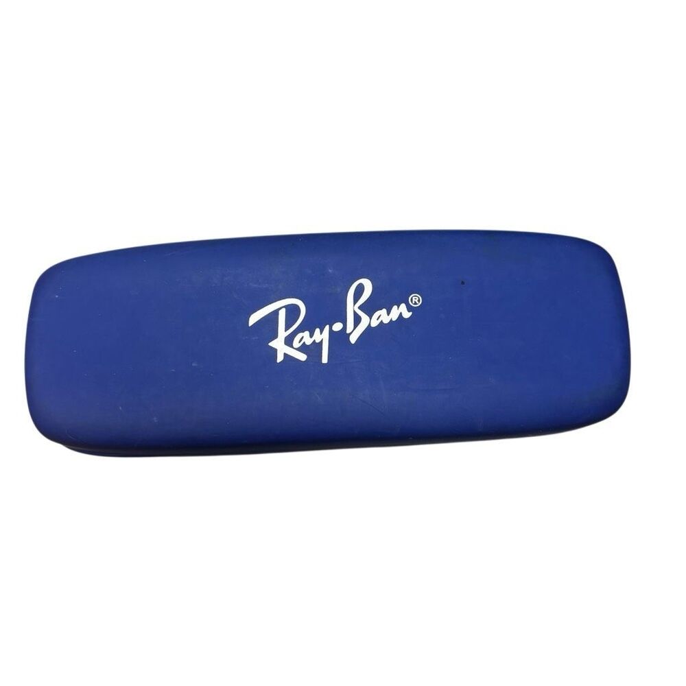 Authentic Ray-Ban Hard Clamshell Eyeglass Case Royal Blue Exterior Red Interior